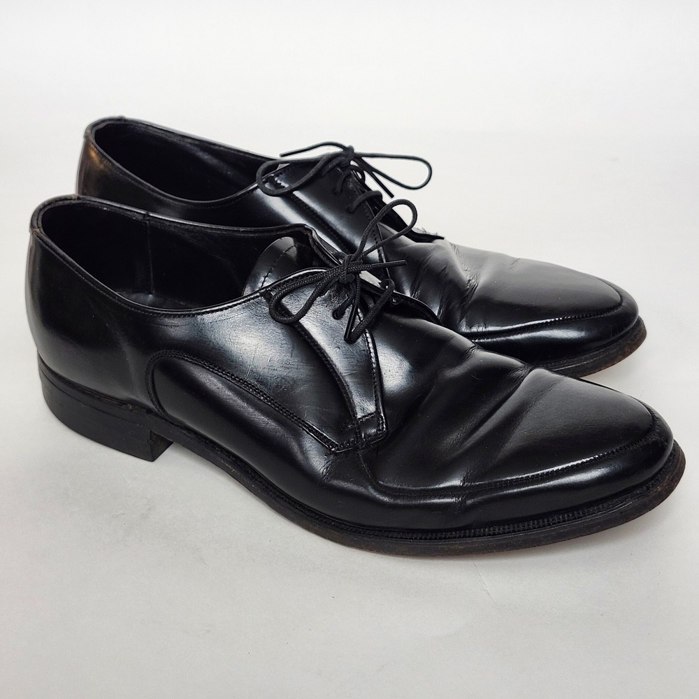 Vintage Black Leather Split Toe Derby Oxfords Norwegian Stitched Sole 11.5 C